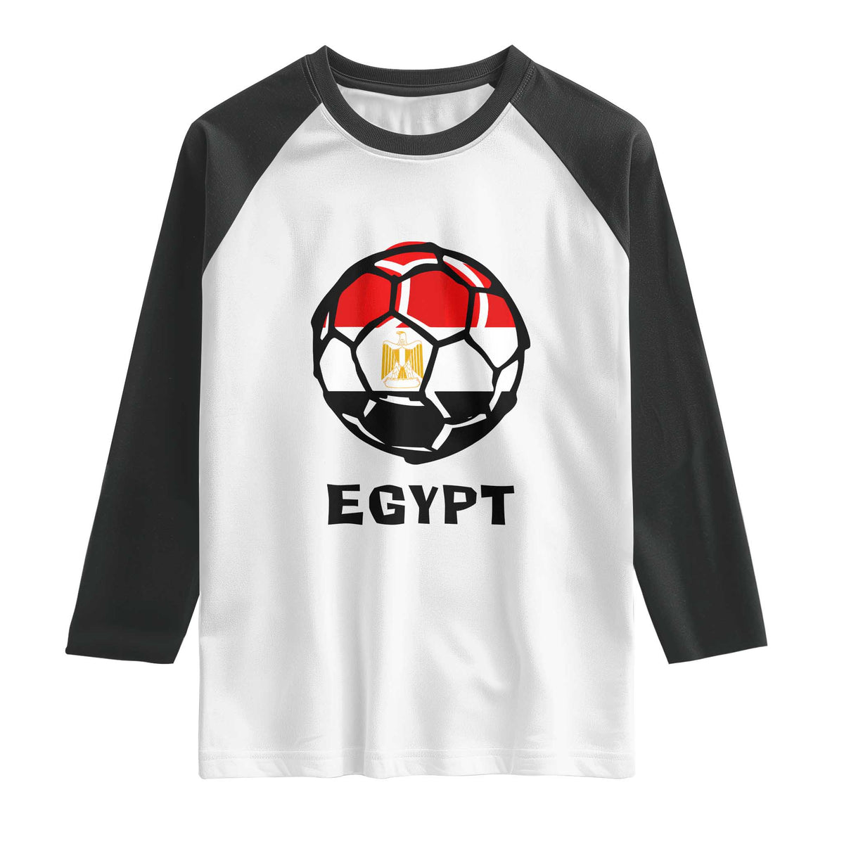 Egyptian Flag Soccer Ball Graphic Raglan Shirt Egypt Pride Sports Football Fans Match Day