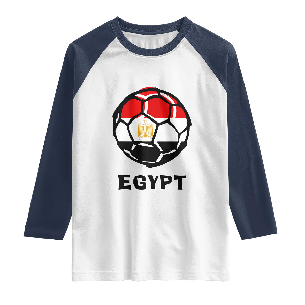 Egyptian Flag Soccer Ball Graphic Raglan Shirt Egypt Pride Sports Football Fans Match Day