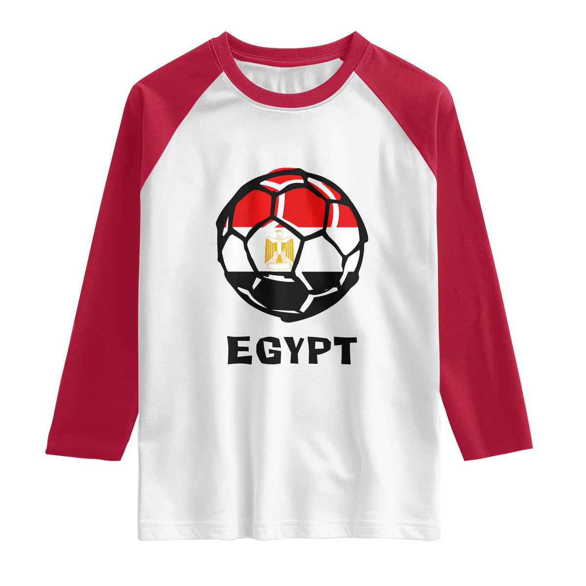 Egyptian Flag Soccer Ball Graphic Raglan Shirt Egypt Pride Sports Football Fans Match Day
