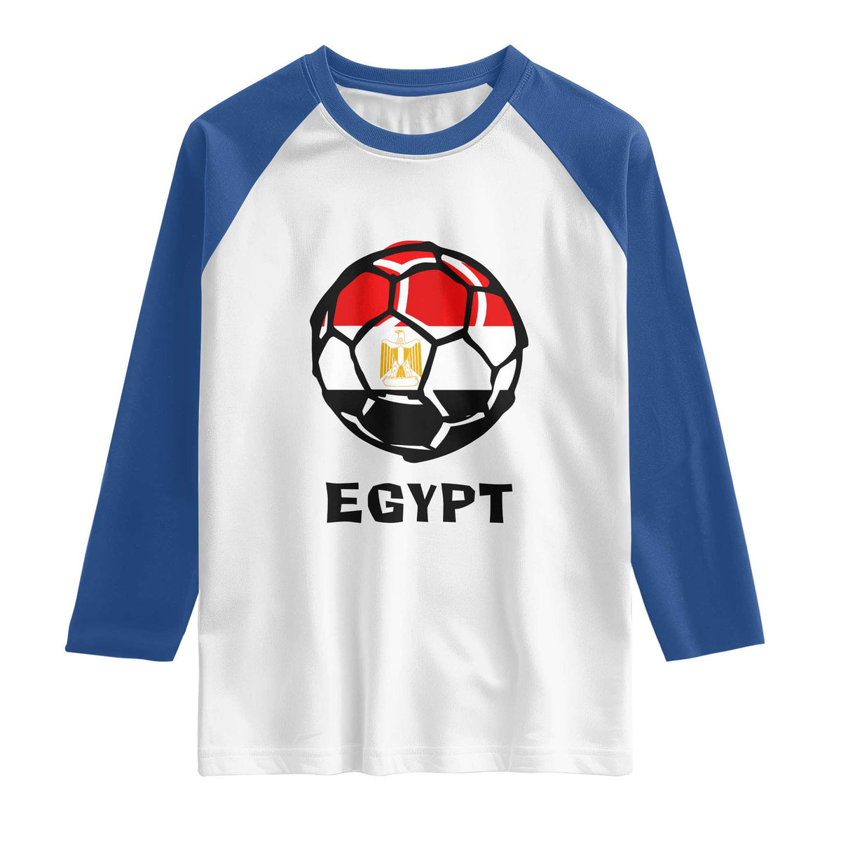 Egyptian Flag Soccer Ball Graphic Raglan Shirt Egypt Pride Sports Football Fans Match Day