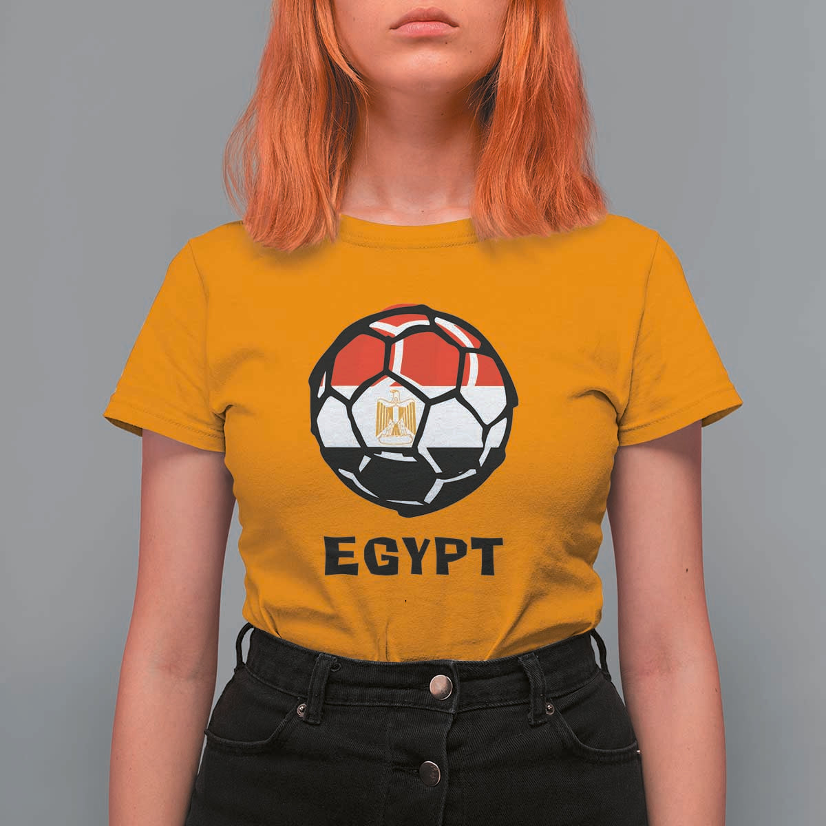 Egyptian Flag Soccer Ball Graphic T Shirt For Women Egypt Pride Sports Football Fans Match Day
