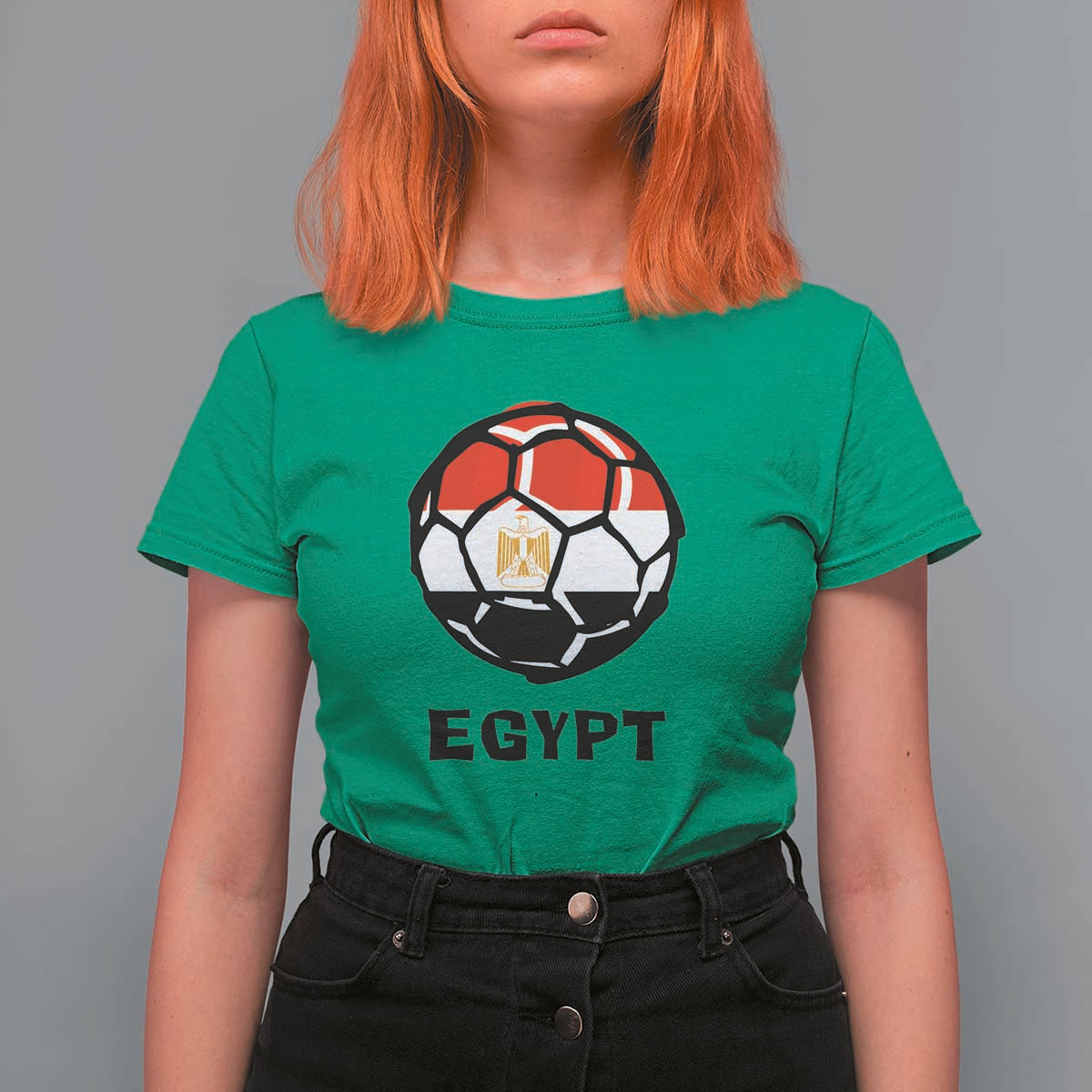 Egyptian Flag Soccer Ball Graphic T Shirt For Women Egypt Pride Sports Football Fans Match Day