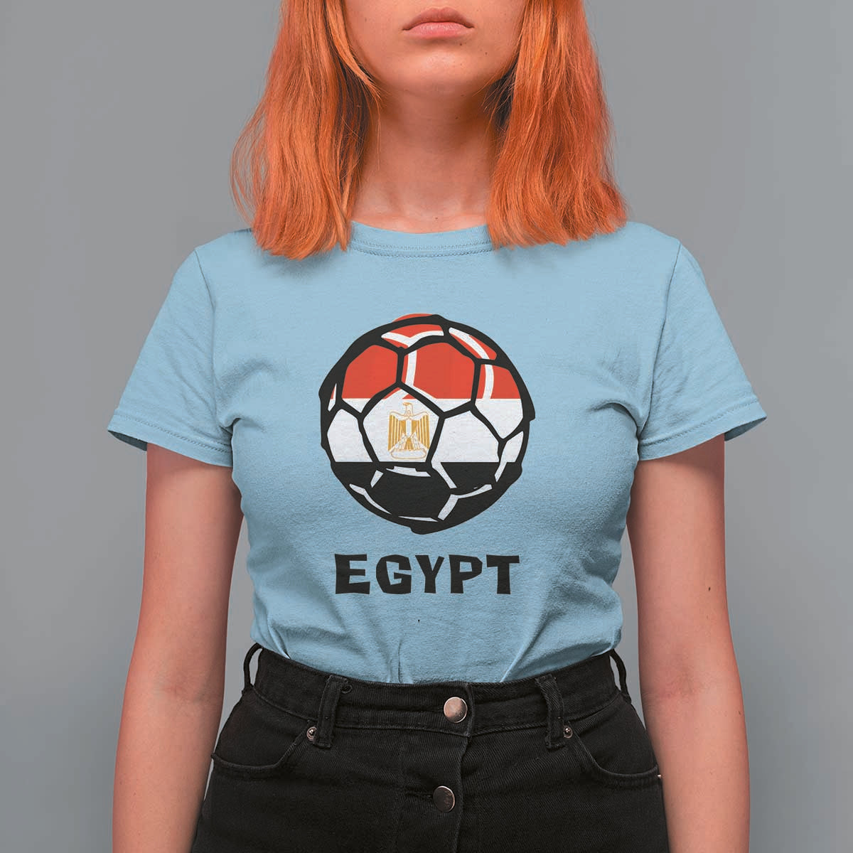 Egyptian Flag Soccer Ball Graphic T Shirt For Women Egypt Pride Sports Football Fans Match Day