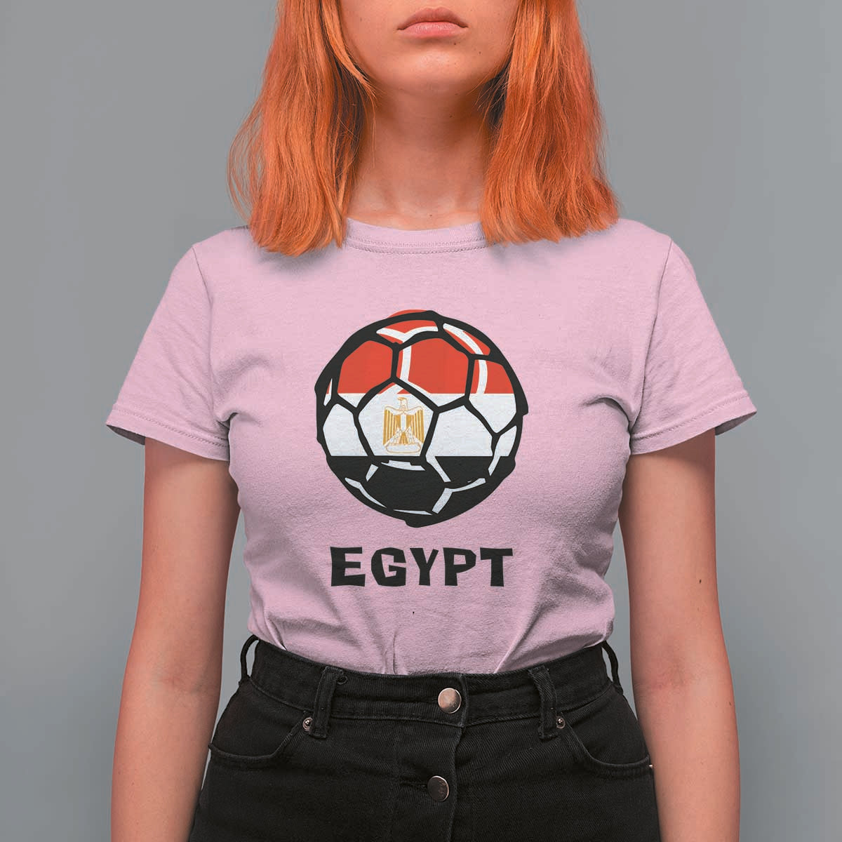 Egyptian Flag Soccer Ball Graphic T Shirt For Women Egypt Pride Sports Football Fans Match Day