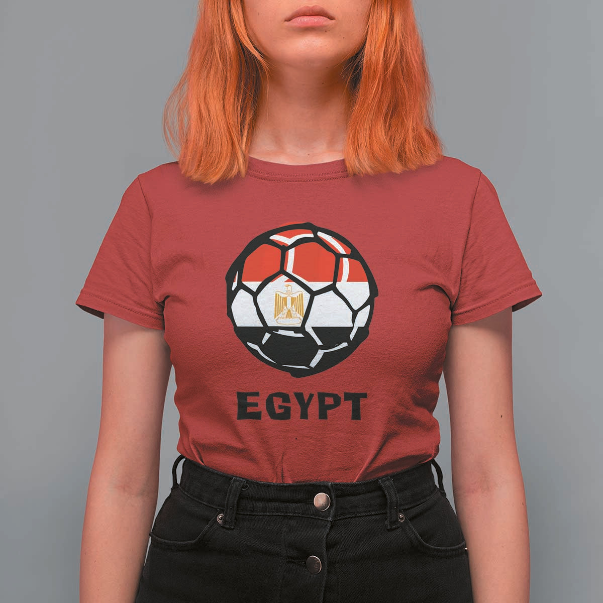 Egyptian Flag Soccer Ball Graphic T Shirt For Women Egypt Pride Sports Football Fans Match Day