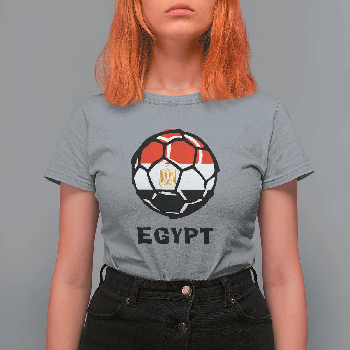 Egyptian Flag Soccer Ball Graphic T Shirt For Women Egypt Pride Sports Football Fans Match Day