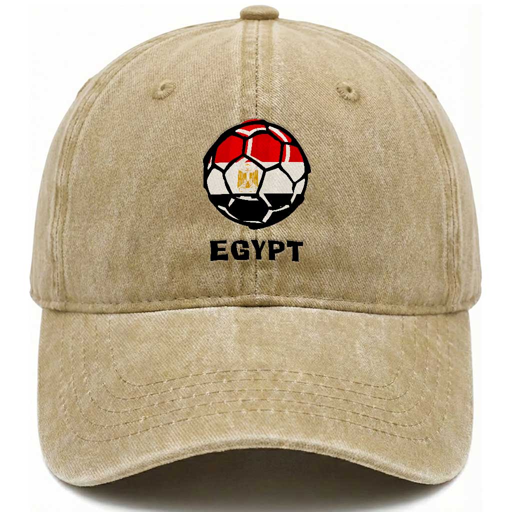 Egyptian Flag Soccer Ball Graphic Washed Cotton Baseball Cap Egypt Pride Sports Football Fans Match Day