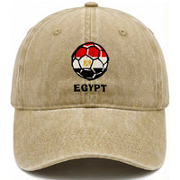 Egyptian Flag Soccer Ball Graphic Washed Cotton Baseball Cap Egypt Pride Sports Football Fans Match Day