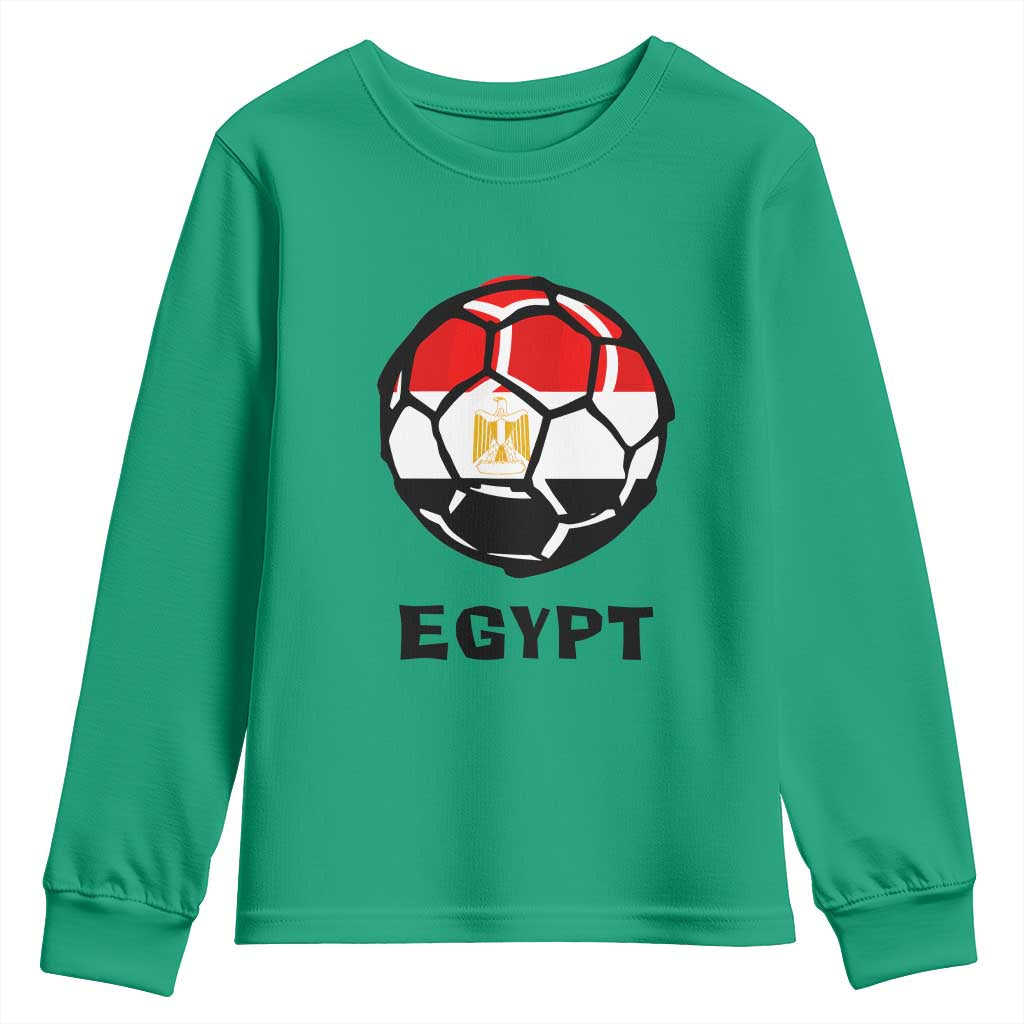 Egyptian Flag Soccer Ball Graphic Youth Sweatshirt Egypt Pride Sports Football Fans Match Day