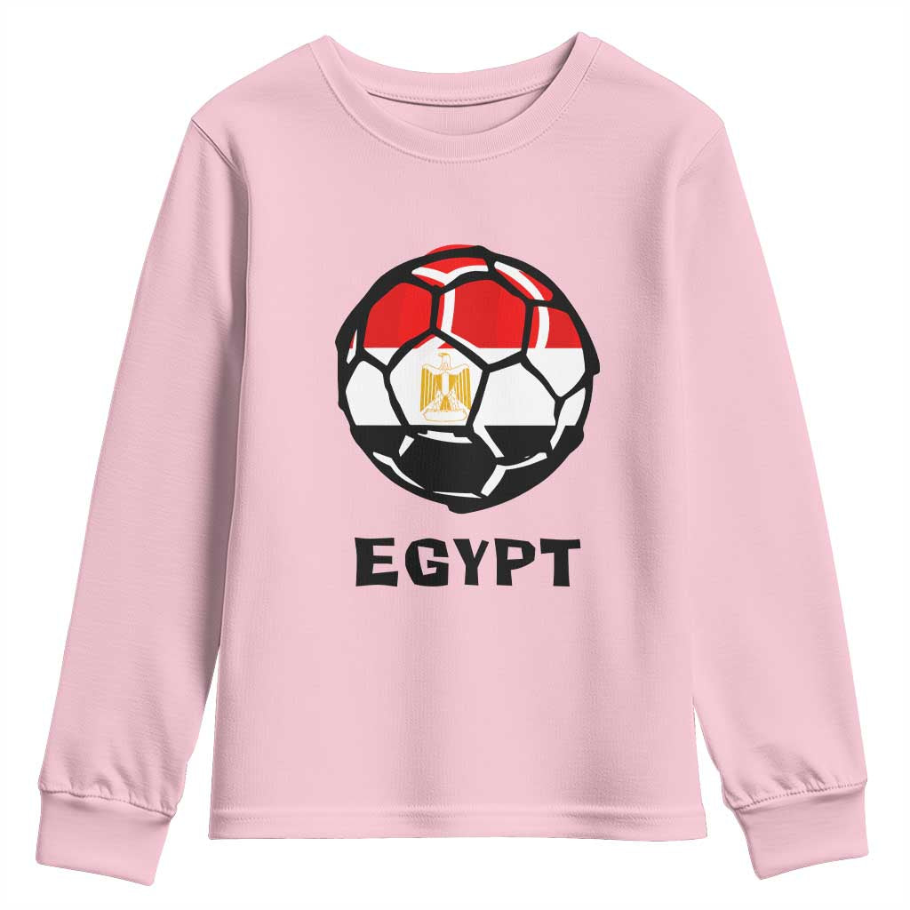 Egyptian Flag Soccer Ball Graphic Youth Sweatshirt Egypt Pride Sports Football Fans Match Day