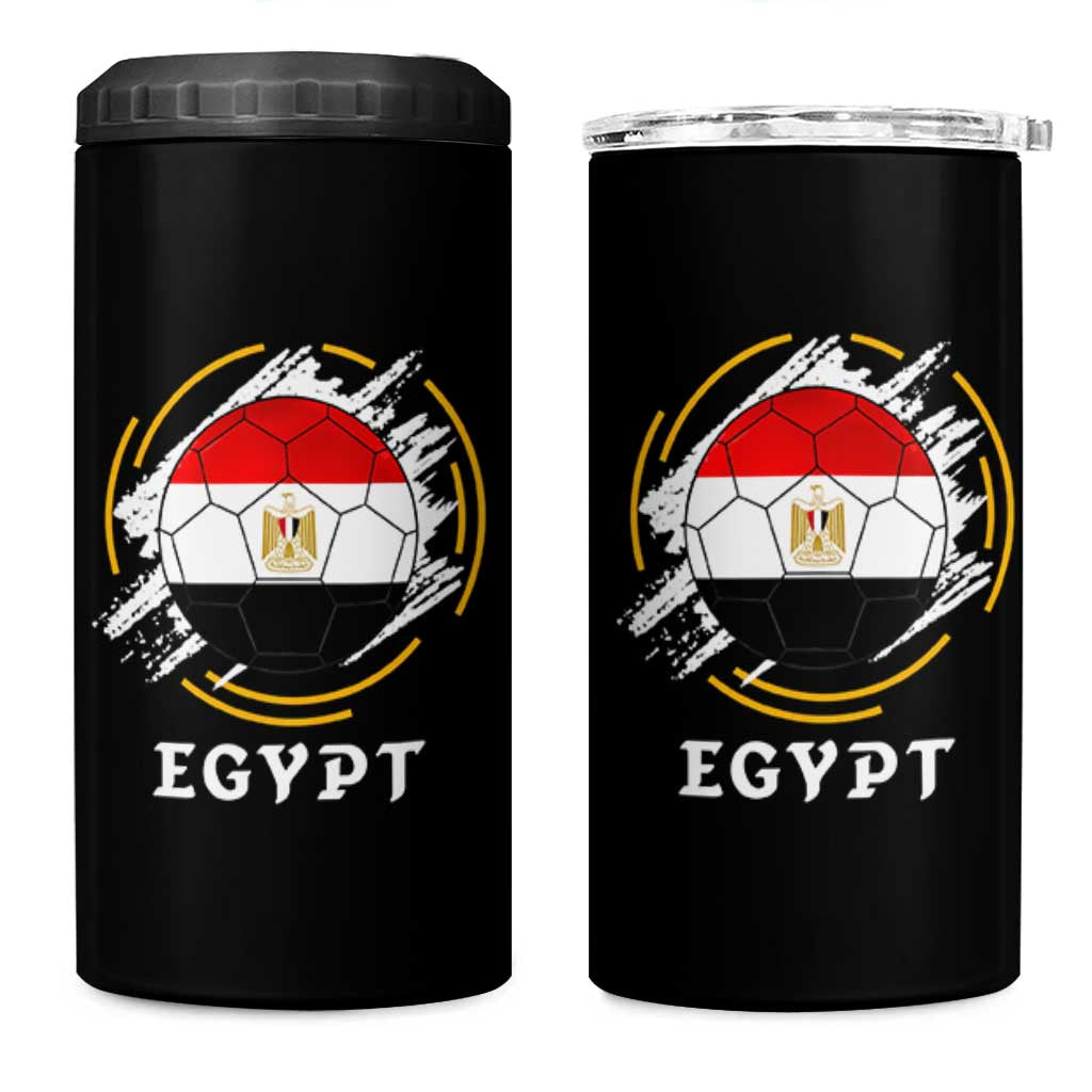 Egyptian Flag Soccer Ball Splatter Graphic 4 in 1 Can Cooler Tumbler Egypt Pride Sports Football Fans Match Day