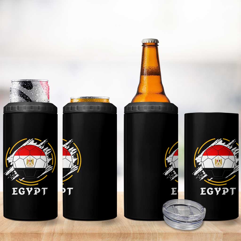 Egyptian Flag Soccer Ball Splatter Graphic 4 in 1 Can Cooler Tumbler Egypt Pride Sports Football Fans Match Day