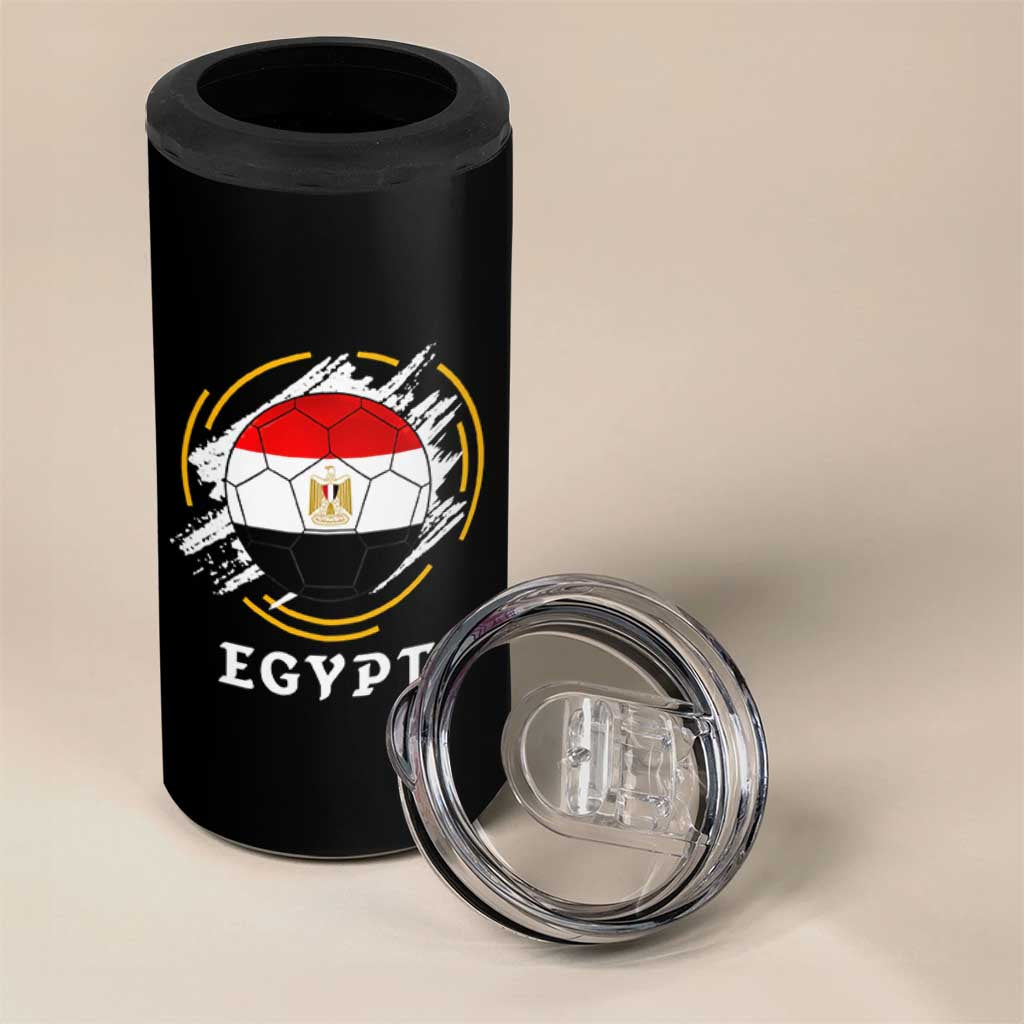 Egyptian Flag Soccer Ball Splatter Graphic 4 in 1 Can Cooler Tumbler Egypt Pride Sports Football Fans Match Day