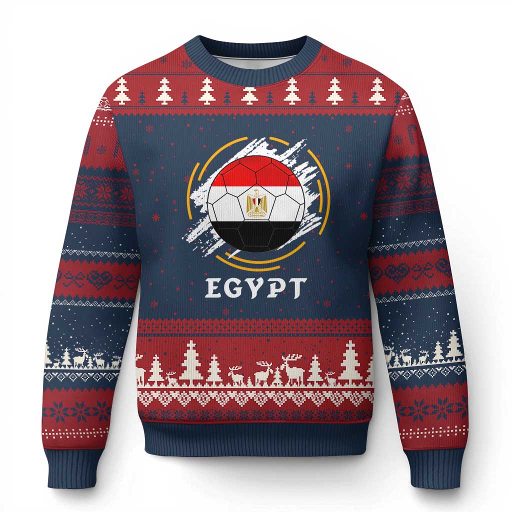 Egyptian Flag Soccer Ball Splatter Graphic Ugly Christmas Sweater Egypt Pride Sports Football Fans Match Day