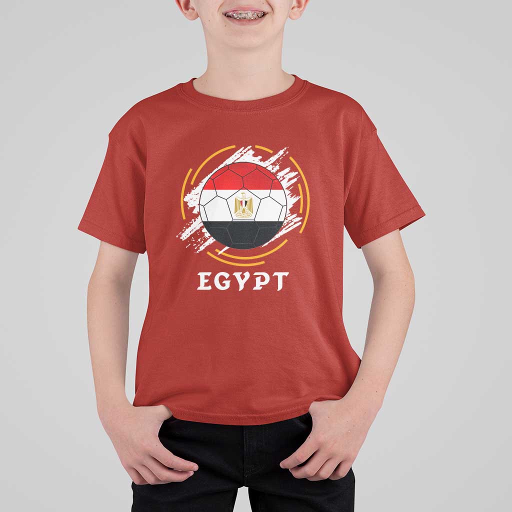 Egyptian Flag Soccer Ball Splatter Graphic T Shirt For Kid Egypt Pride Sports Football Fans Match Day