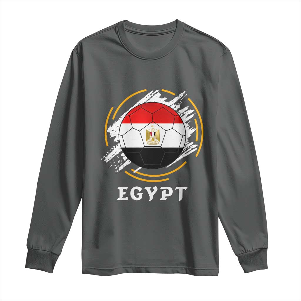 Egyptian Flag Soccer Ball Splatter Graphic Long Sleeve Shirt Egypt Pride Sports Football Fans Match Day
