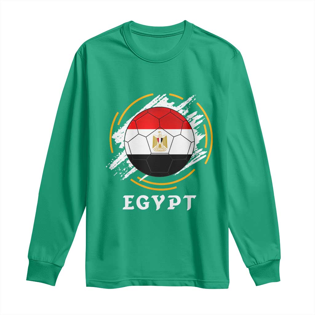 Egyptian Flag Soccer Ball Splatter Graphic Long Sleeve Shirt Egypt Pride Sports Football Fans Match Day
