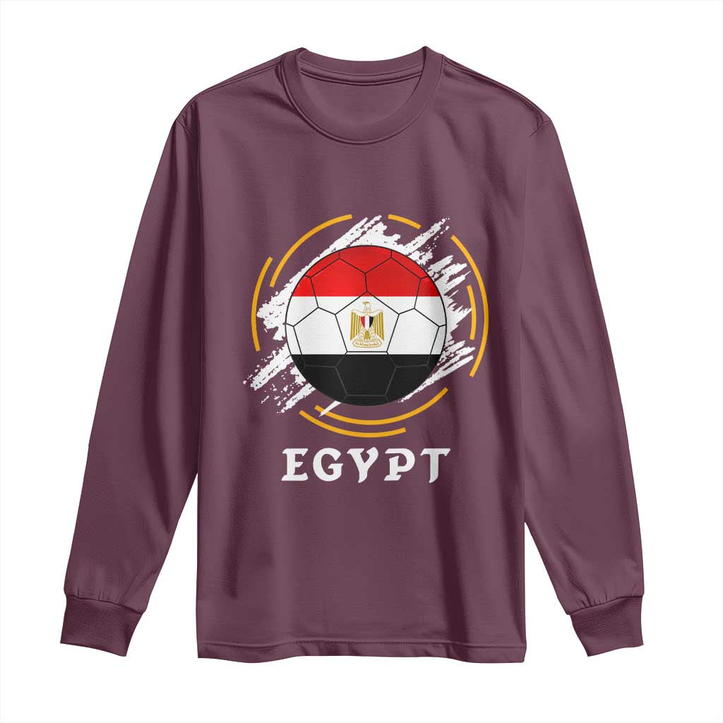 Egyptian Flag Soccer Ball Splatter Graphic Long Sleeve Shirt Egypt Pride Sports Football Fans Match Day