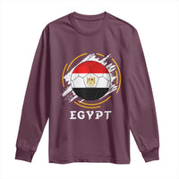 Egyptian Flag Soccer Ball Splatter Graphic Long Sleeve Shirt Egypt Pride Sports Football Fans Match Day