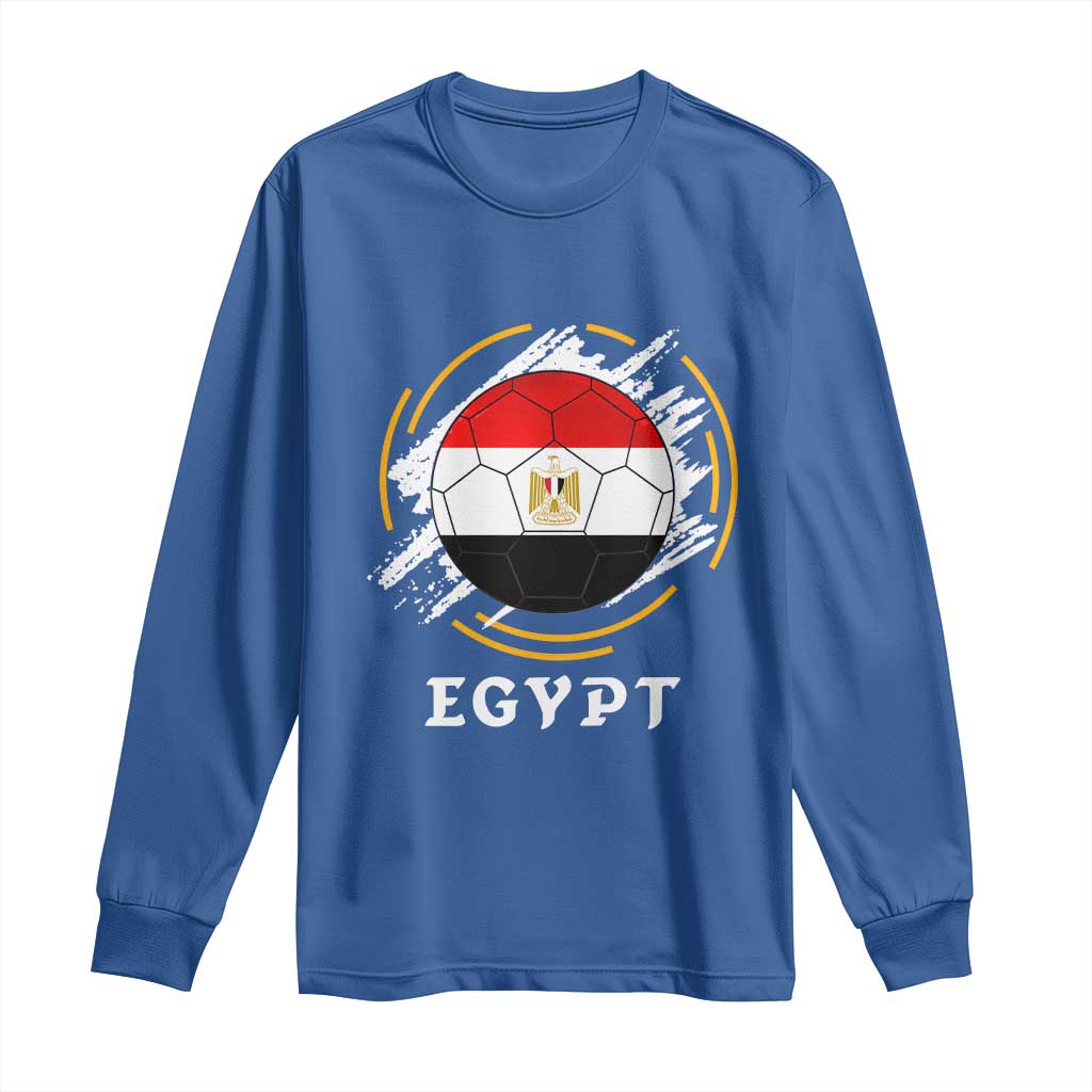 Egyptian Flag Soccer Ball Splatter Graphic Long Sleeve Shirt Egypt Pride Sports Football Fans Match Day
