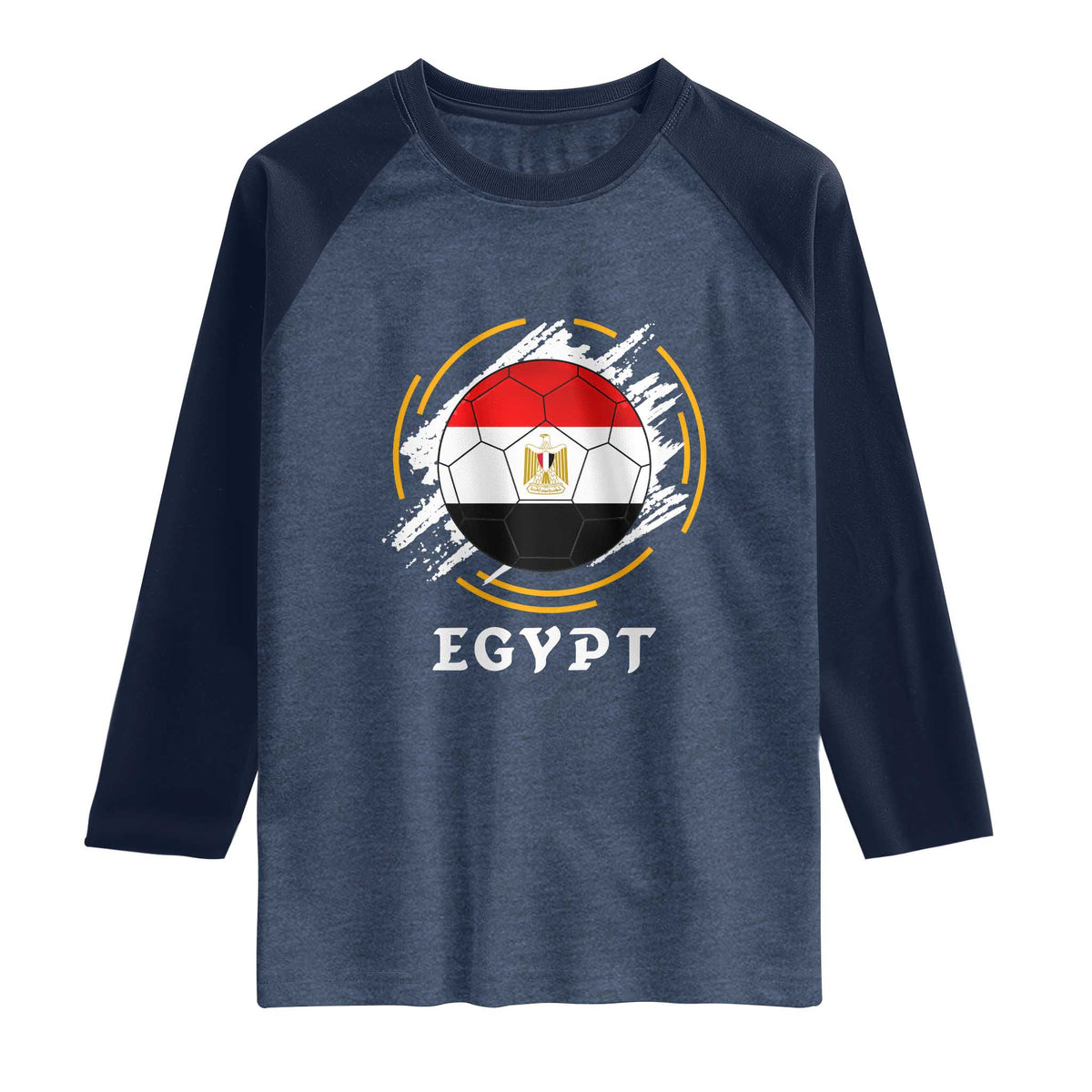 Egyptian Flag Soccer Ball Splatter Graphic Raglan Shirt Egypt Pride Sports Football Fans Match Day