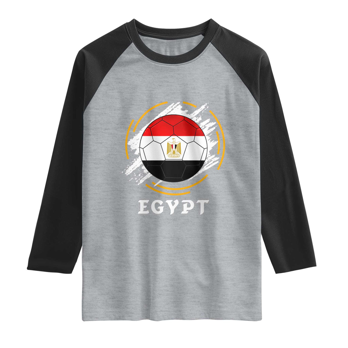 Egyptian Flag Soccer Ball Splatter Graphic Raglan Shirt Egypt Pride Sports Football Fans Match Day