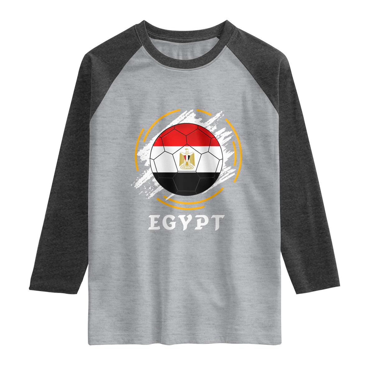 Egyptian Flag Soccer Ball Splatter Graphic Raglan Shirt Egypt Pride Sports Football Fans Match Day