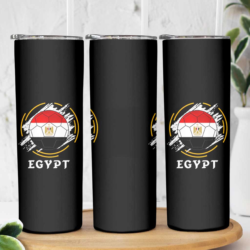 Egyptian Flag Soccer Ball Splatter Graphic Skinny Tumbler Egypt Pride Sports Football Fans Match Day