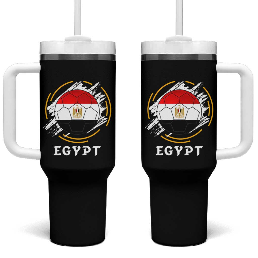 Egyptian Flag Soccer Ball Splatter Graphic Tumbler With Handle Egypt Pride Sports Football Fans Match Day