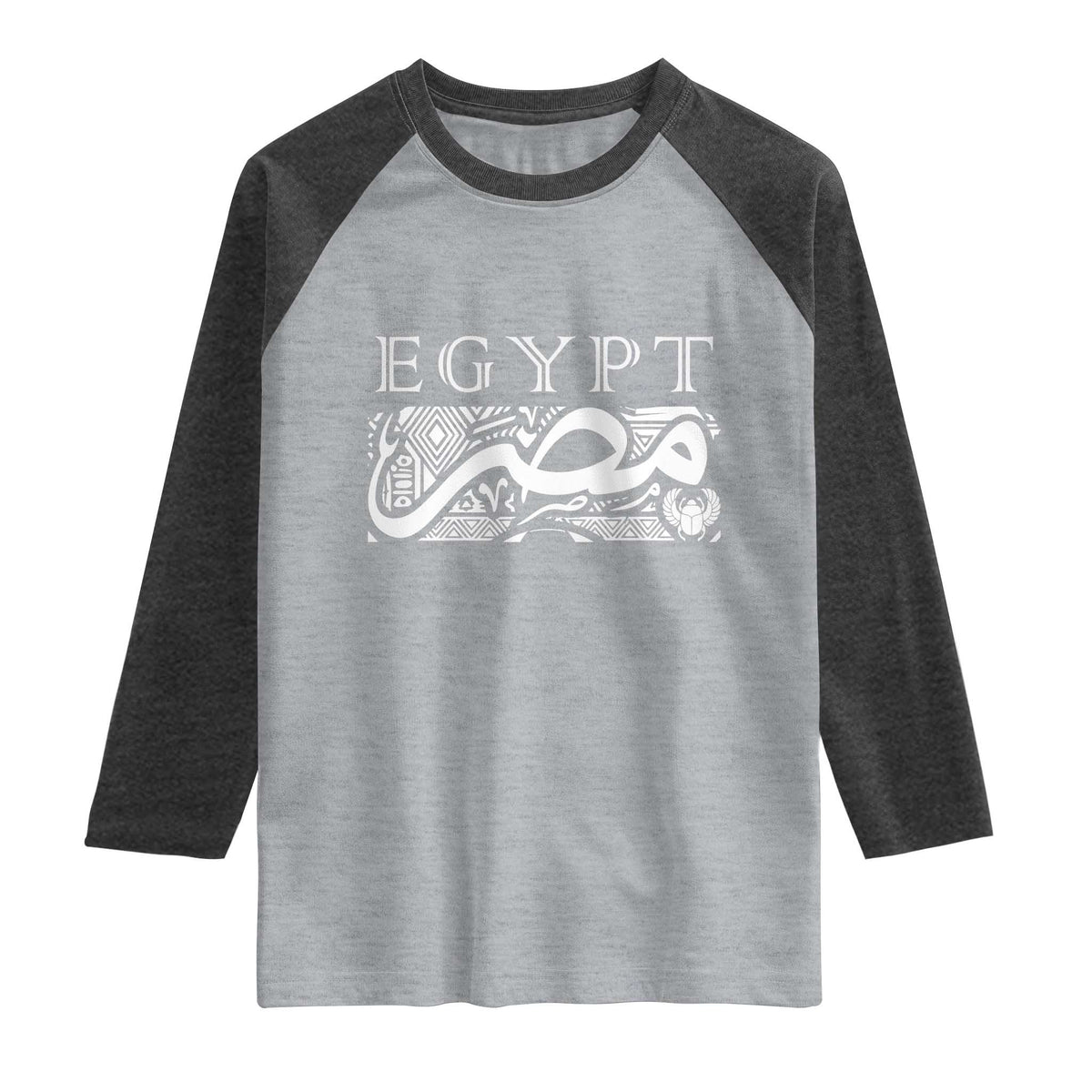 Egypt Misr Arabic Calligraphy Raglan Shirt Vintage Egyptian Heritage Pharaonic Pattern Graphic