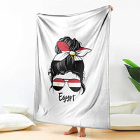 Egyptian Flag Messy Bun Girl Throw Blanket Patriotic Egypt Women