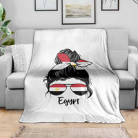 Egyptian Flag Messy Bun Girl Throw Blanket Patriotic Egypt Women