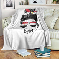 Egyptian Flag Messy Bun Girl Throw Blanket Patriotic Egypt Women