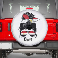 Egyptian Flag Messy Bun Girl Spare Tire Cover Patriotic Egypt Women