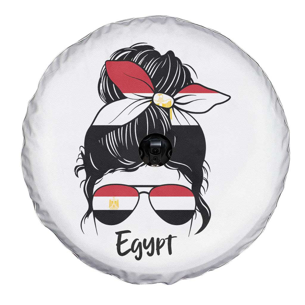Egyptian Flag Messy Bun Girl Spare Tire Cover Patriotic Egypt Women