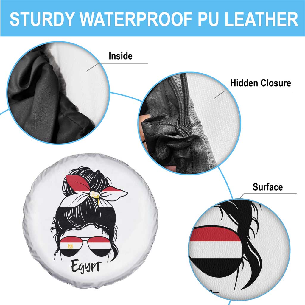 Egyptian Flag Messy Bun Girl Spare Tire Cover Patriotic Egypt Women