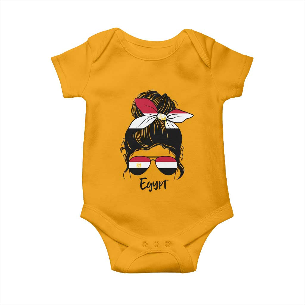 Egyptian Flag Messy Bun Girl Baby Onesie Patriotic Egypt Women