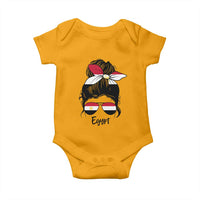Egyptian Flag Messy Bun Girl Baby Onesie Patriotic Egypt Women