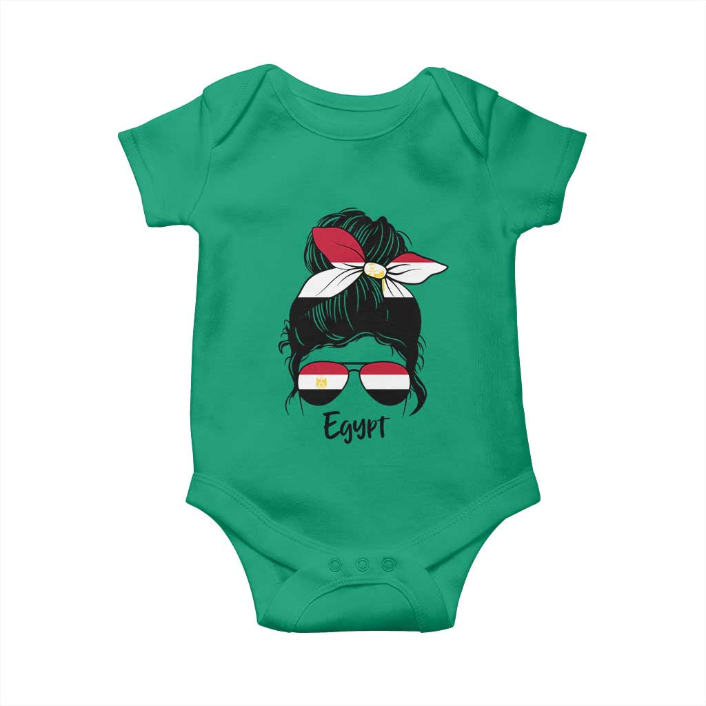Egyptian Flag Messy Bun Girl Baby Onesie Patriotic Egypt Women
