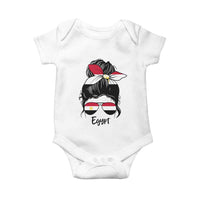 Egyptian Flag Messy Bun Girl Baby Onesie Patriotic Egypt Women