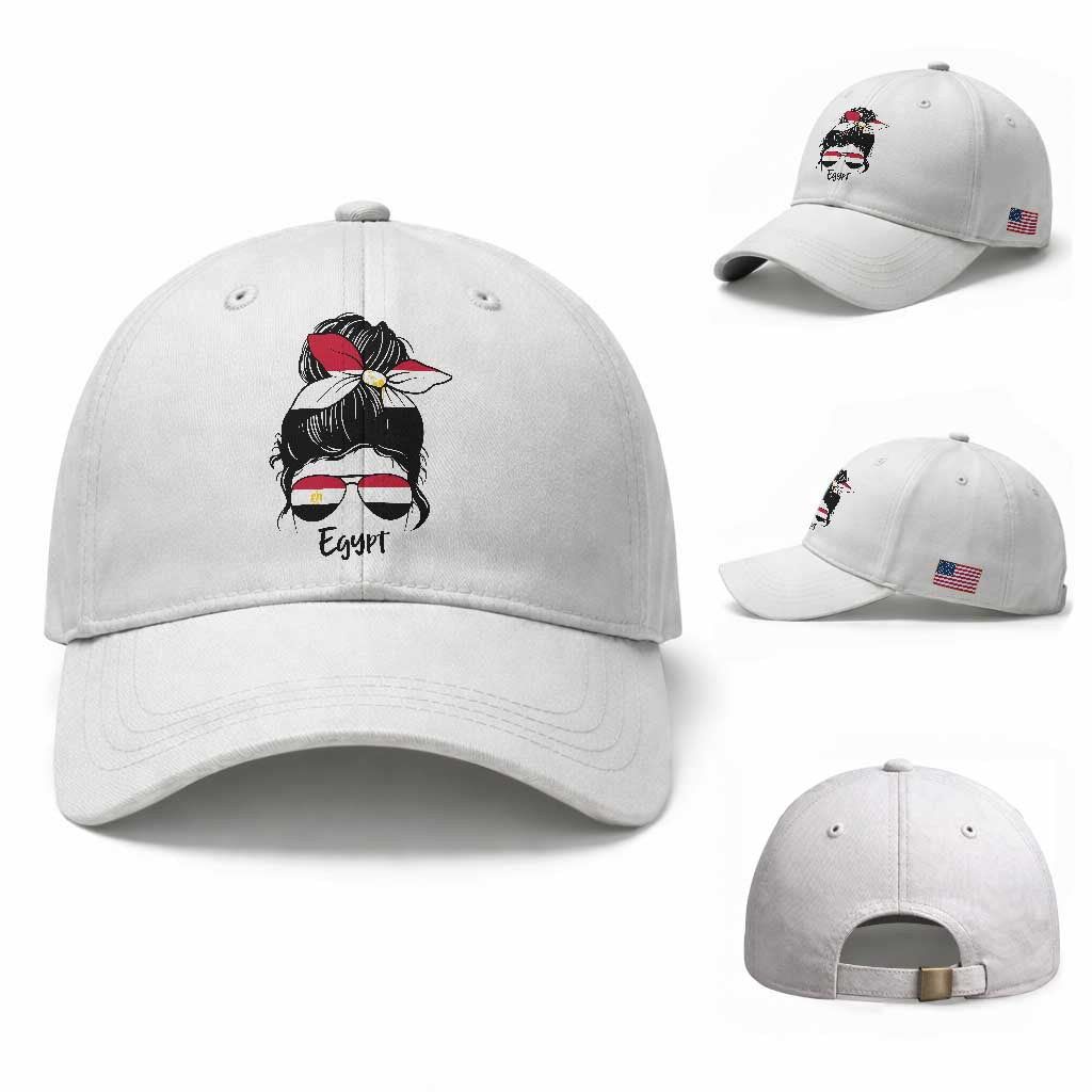 Egyptian Flag Messy Bun Girl Baseball Cap Patriotic Egypt Women