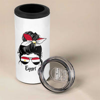 Egyptian Flag Messy Bun Girl 4 in 1 Can Cooler Tumbler Patriotic Egypt Women