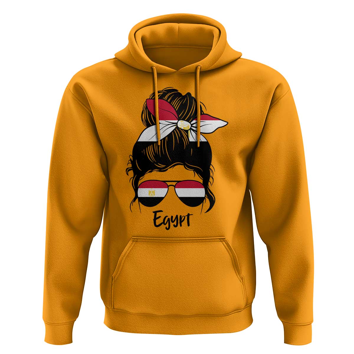Egyptian Flag Messy Bun Girl Hoodie Patriotic Egypt Women
