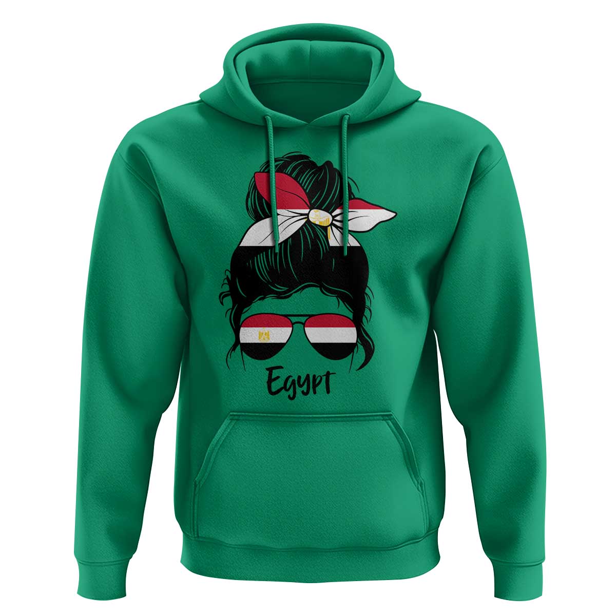 Egyptian Flag Messy Bun Girl Hoodie Patriotic Egypt Women