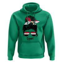 Egyptian Flag Messy Bun Girl Hoodie Patriotic Egypt Women