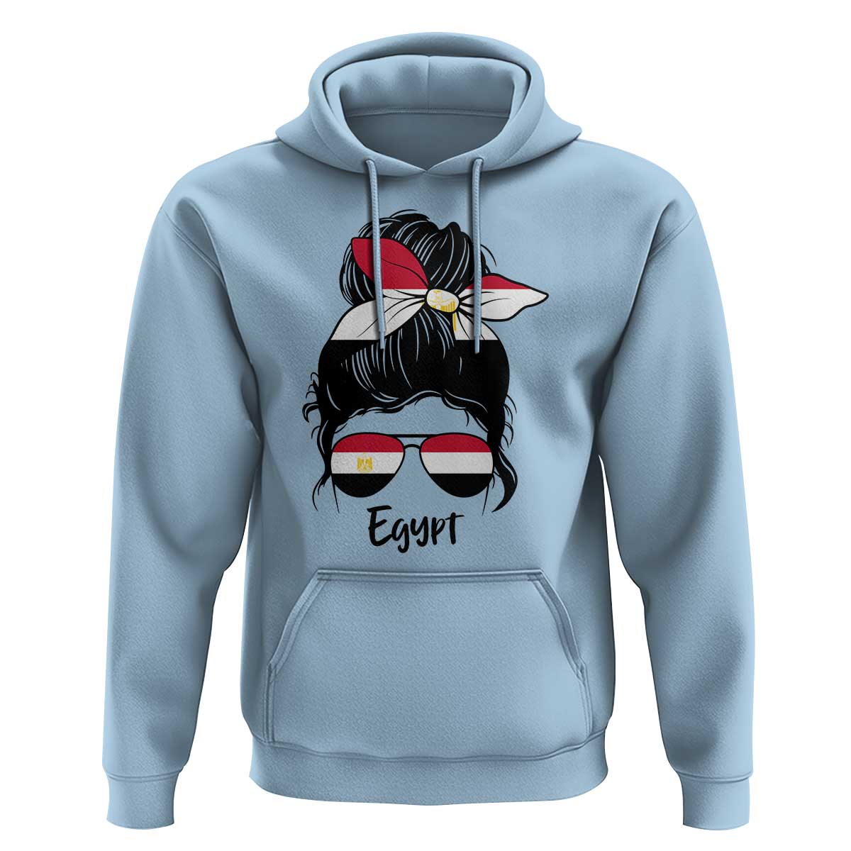 Egyptian Flag Messy Bun Girl Hoodie Patriotic Egypt Women