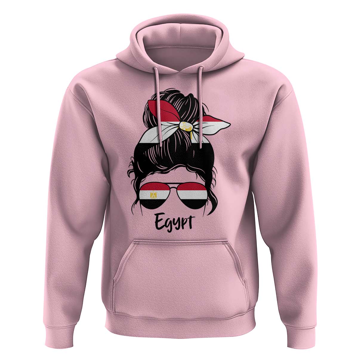 Egyptian Flag Messy Bun Girl Hoodie Patriotic Egypt Women