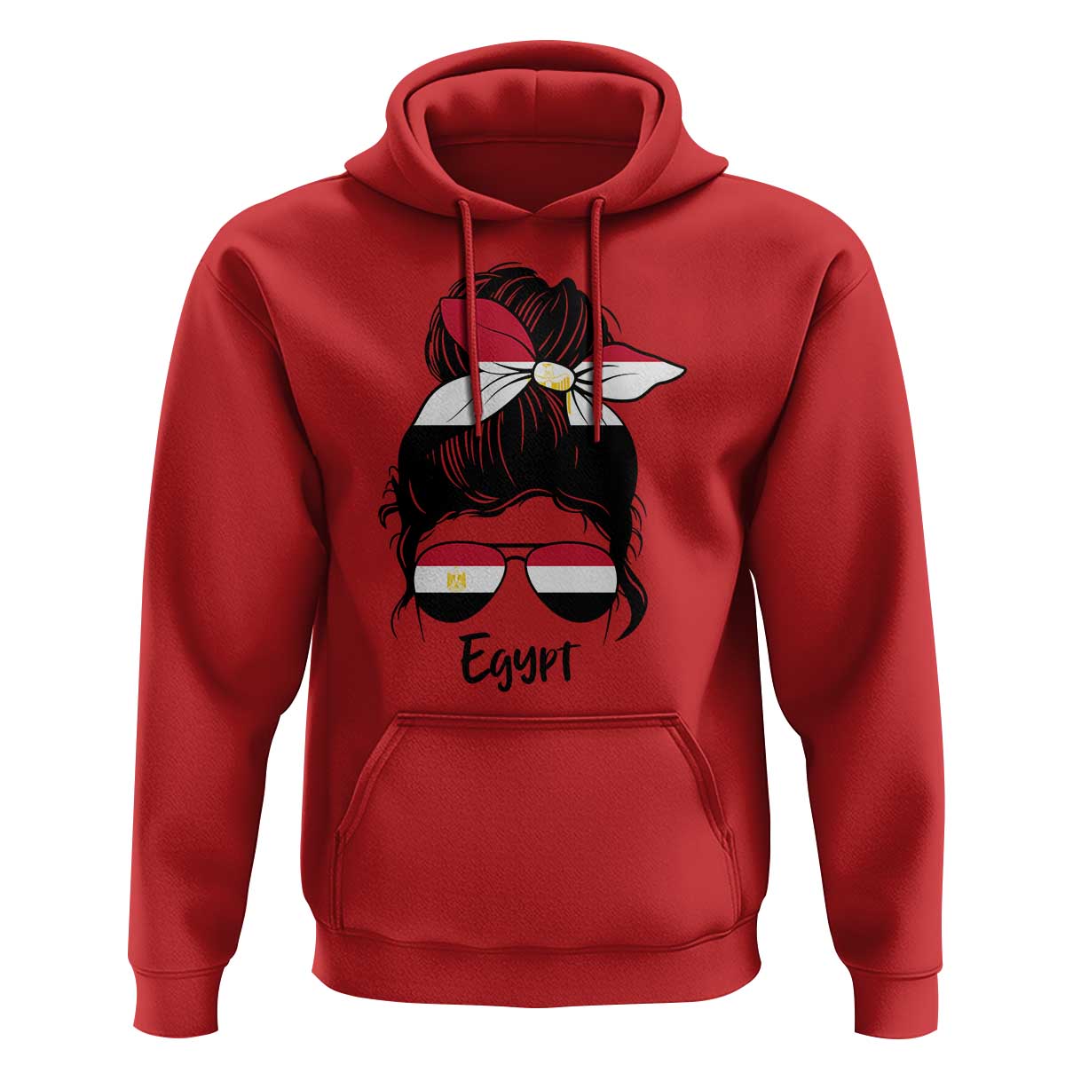 Egyptian Flag Messy Bun Girl Hoodie Patriotic Egypt Women