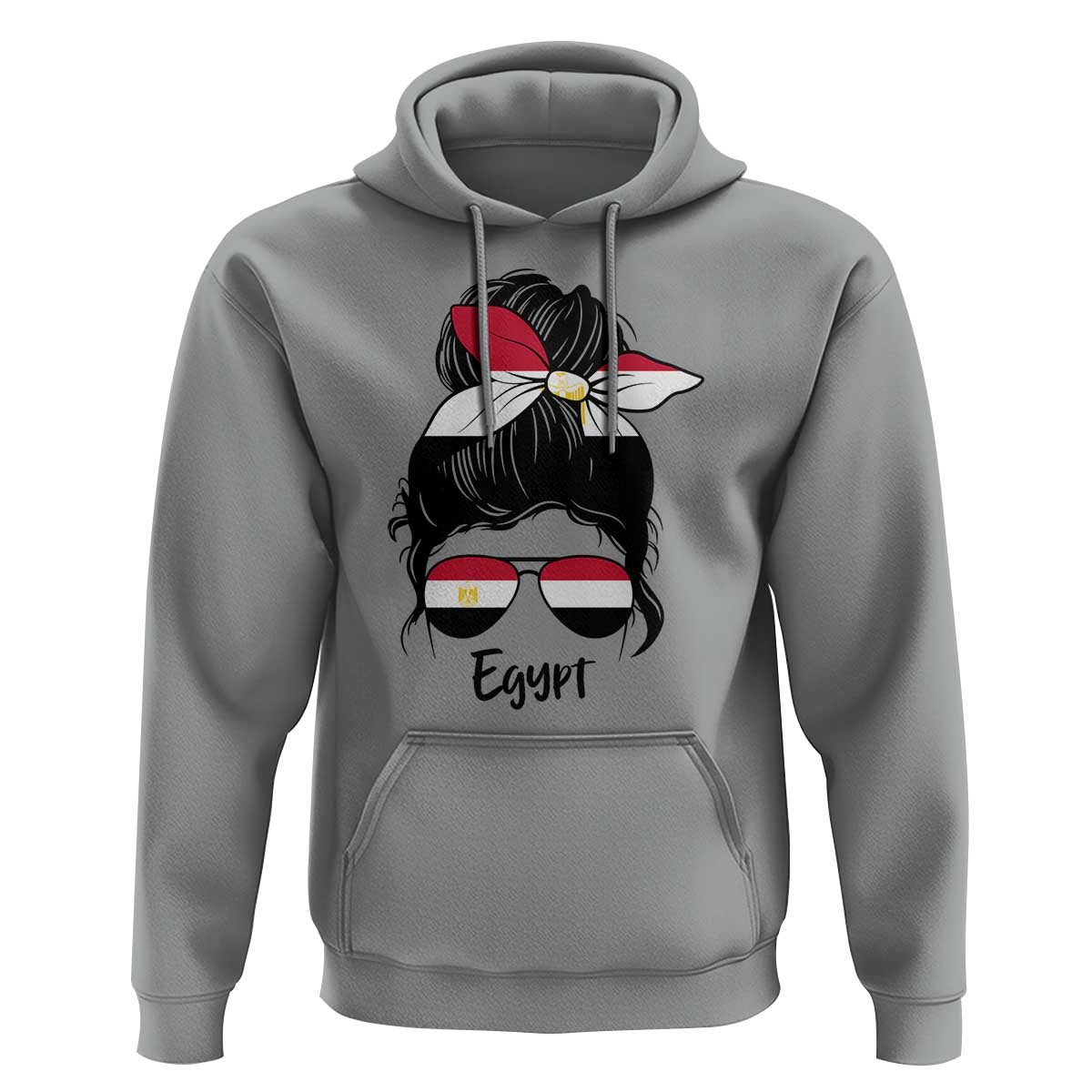 Egyptian Flag Messy Bun Girl Hoodie Patriotic Egypt Women