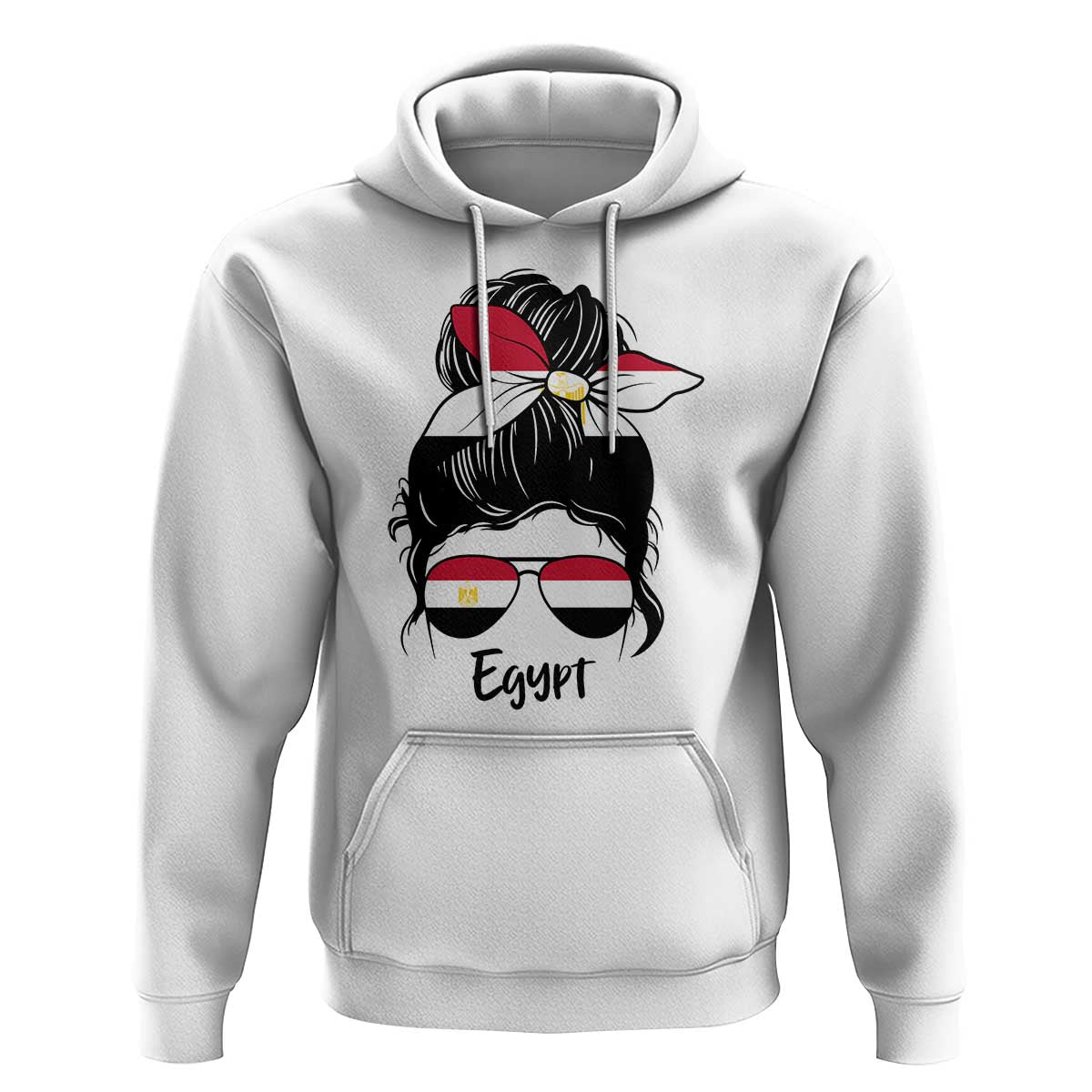 Egyptian Flag Messy Bun Girl Hoodie Patriotic Egypt Women